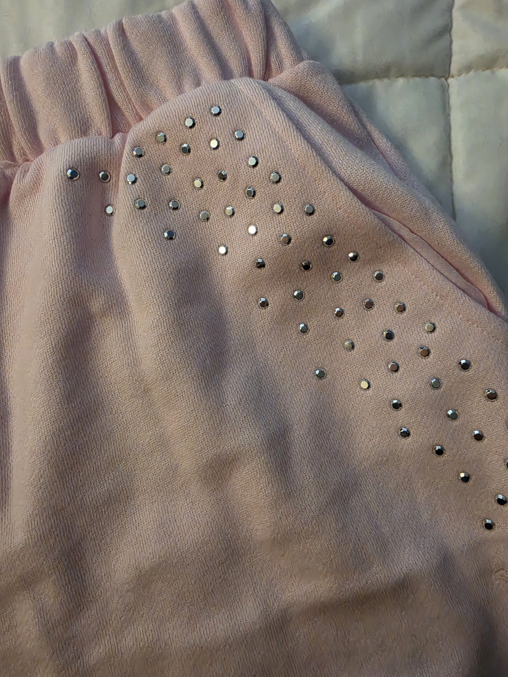 Pink Studded Knit Jogging Pants